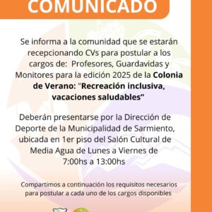 Colonia de Verano 2025: Convocatoria de Docentes, Monitores, Guardavidas