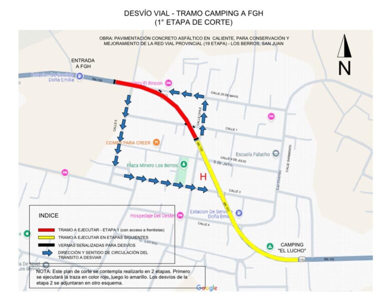 Atención, trabajo en la Ruta 153 – Zona Los Berros